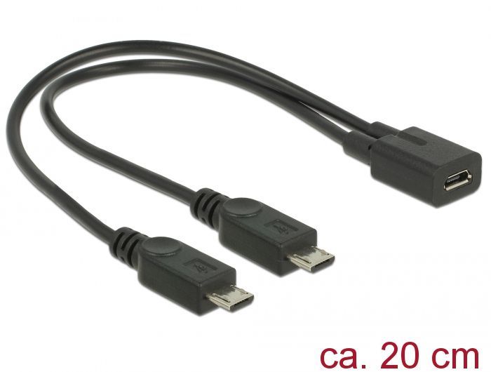 DeLock Cable USB micro B female > 2xUSB micro-B male 20cm Black DeLock Cable USB micro B female > 2xUSB micro-B male 20cm Black