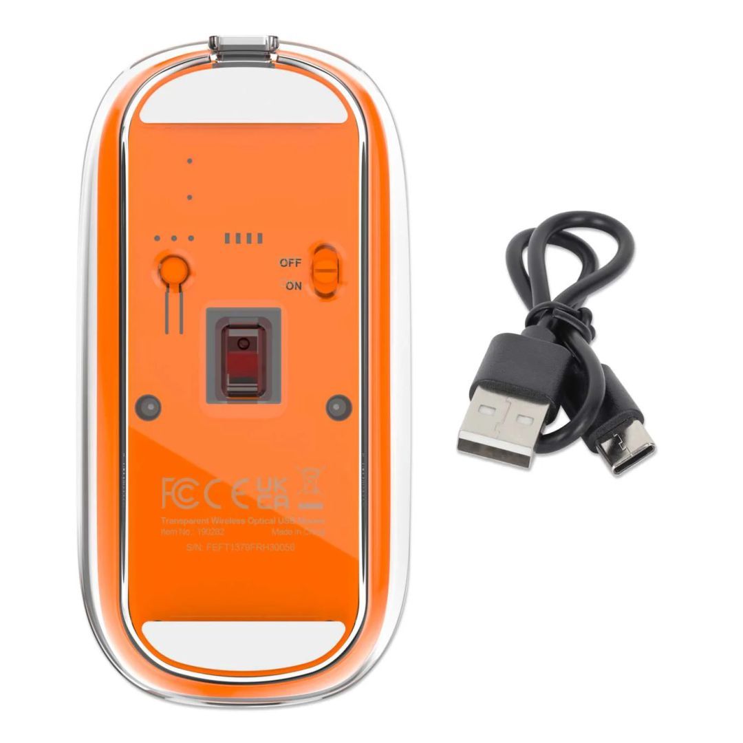 Manhattan Rechargeable Wireless USB Mouse Transparent/Orange