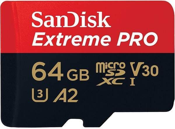 Sandisk 64GB microSDXC Extreme Pro Class 10 UHS-I A2 C10 V30 + adapterrel Sandisk 64GB microSDXC Extreme Pro Class 10 UHS-I A2 C10 V30 + adapterrel