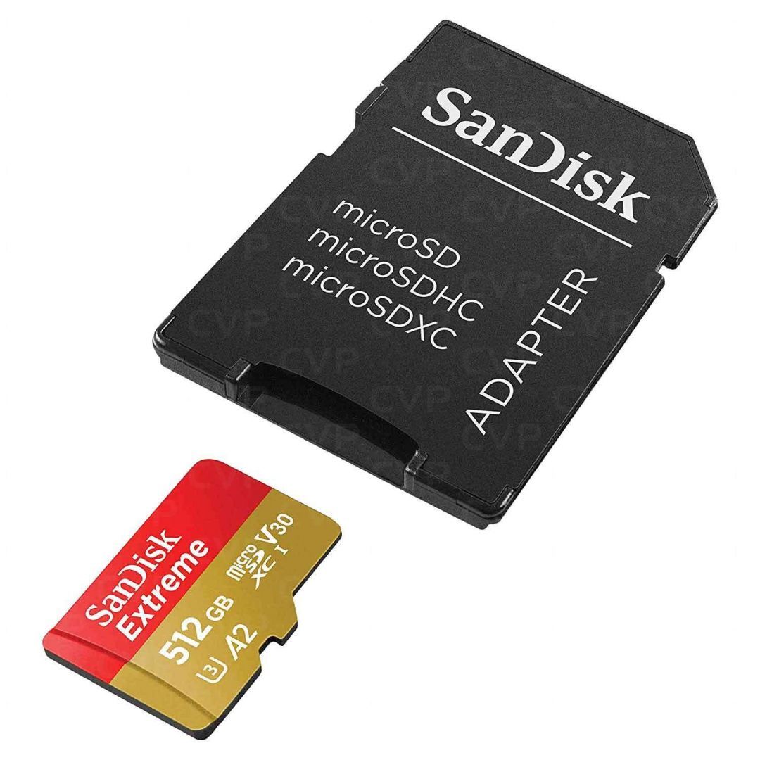 Sandisk 512GB microSDXC Class 10 U3 V30 A2 Extreme + adapterrel Sandisk 512GB microSDXC Class 10 U3 V30 A2 Extreme + adapterrel