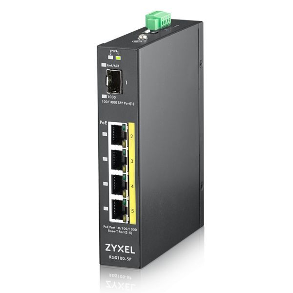 ZyXEL RGS100-5P-ZZ0101F 5-port GbE Unmanaged PoE Switch ZyXEL RGS100-5P-ZZ0101F 5-port GbE Unmanaged PoE Switch