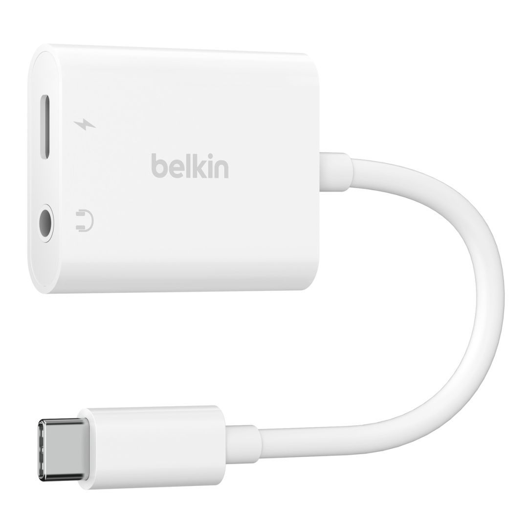 Belkin RockStar 3.5mm Audio + USB-C Charge Adapter White Belkin RockStar 3.5mm Audio + USB-C Charge Adapter White