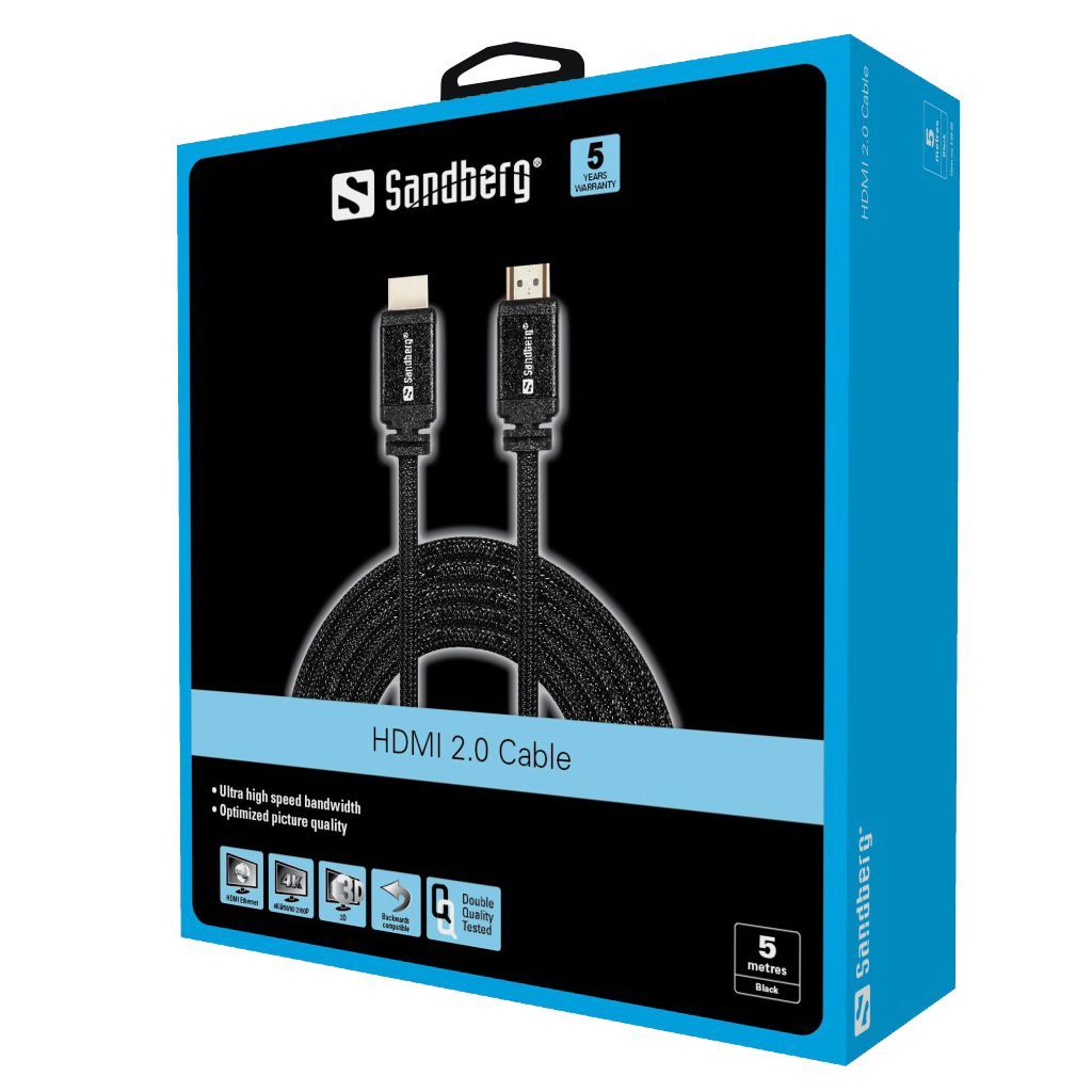 Sandberg HDMI 2.0 19M-19M 5m Black Sandberg HDMI 2.0 19M-19M 5m Black
