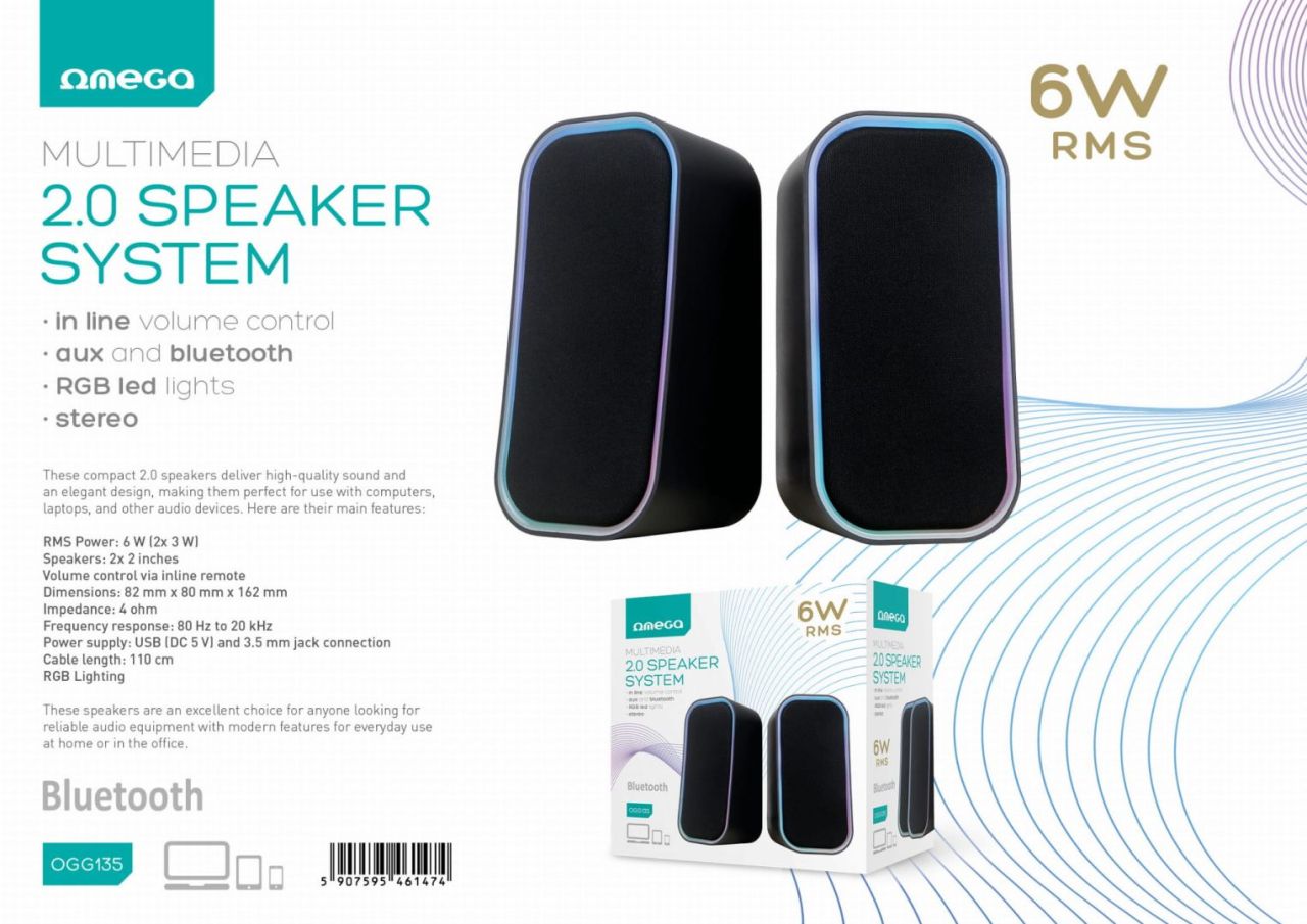 Platinet Omega OGG135 RGB Bluetooth Speaker Black Platinet Omega OGG135 RGB Bluetooth Speaker Black