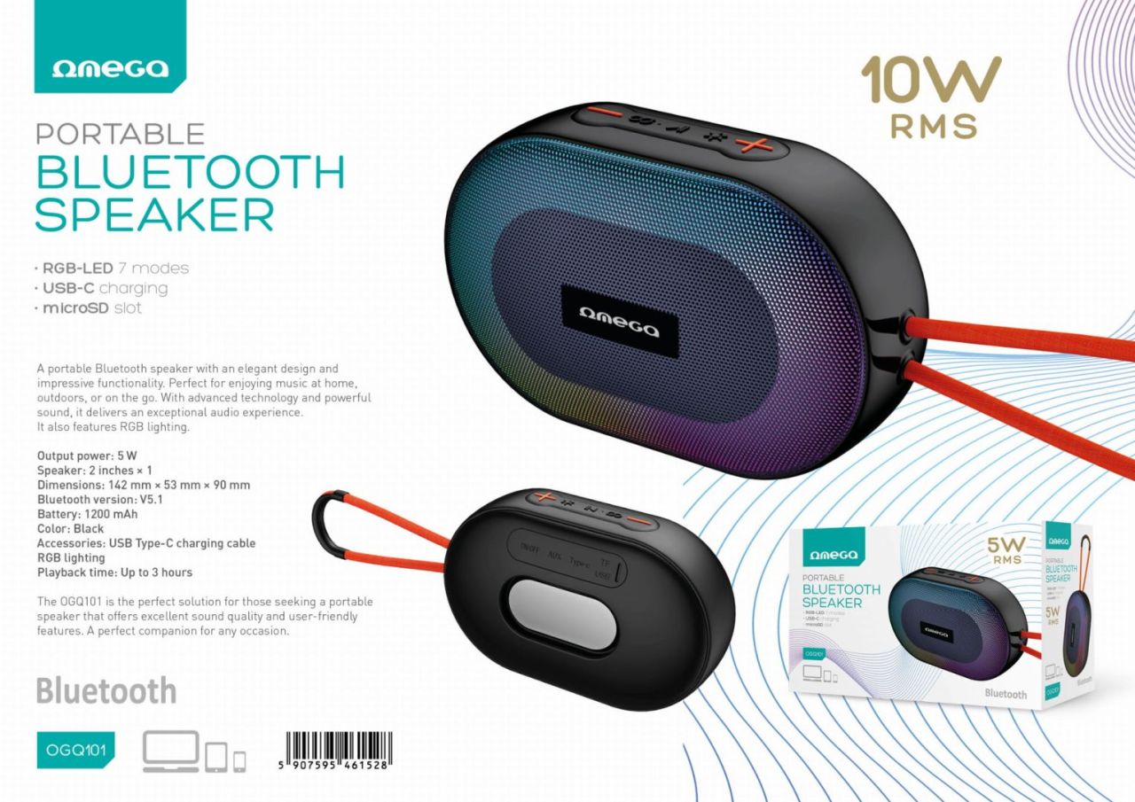 Platinet Omega OGQ101 RGB Bluetooth Speaker Black Platinet Omega OGQ101 RGB Bluetooth Speaker Black