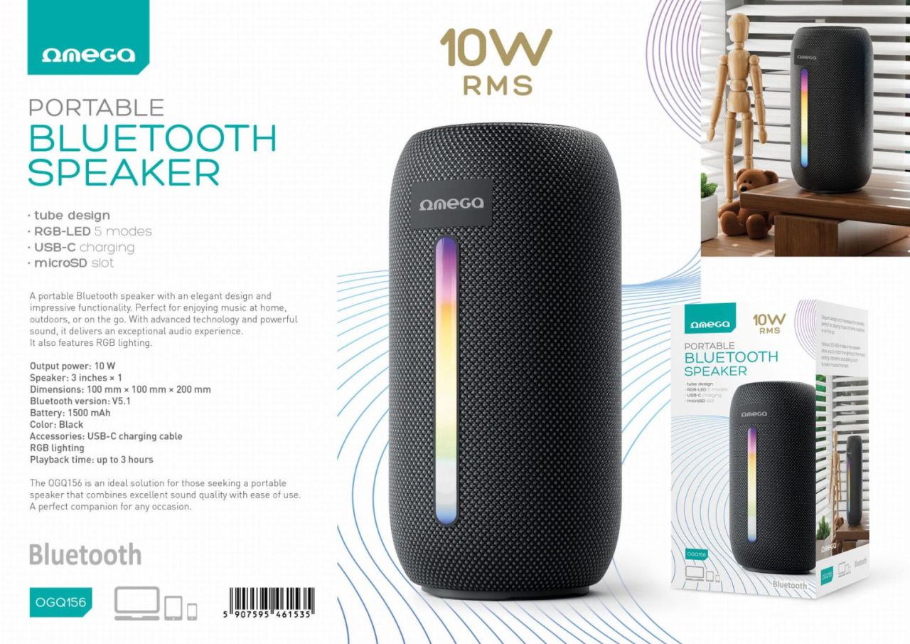 Platinet Omega OGQ156 RGB Bluetooth Speaker Black Platinet Omega OGQ156 RGB Bluetooth Speaker Black