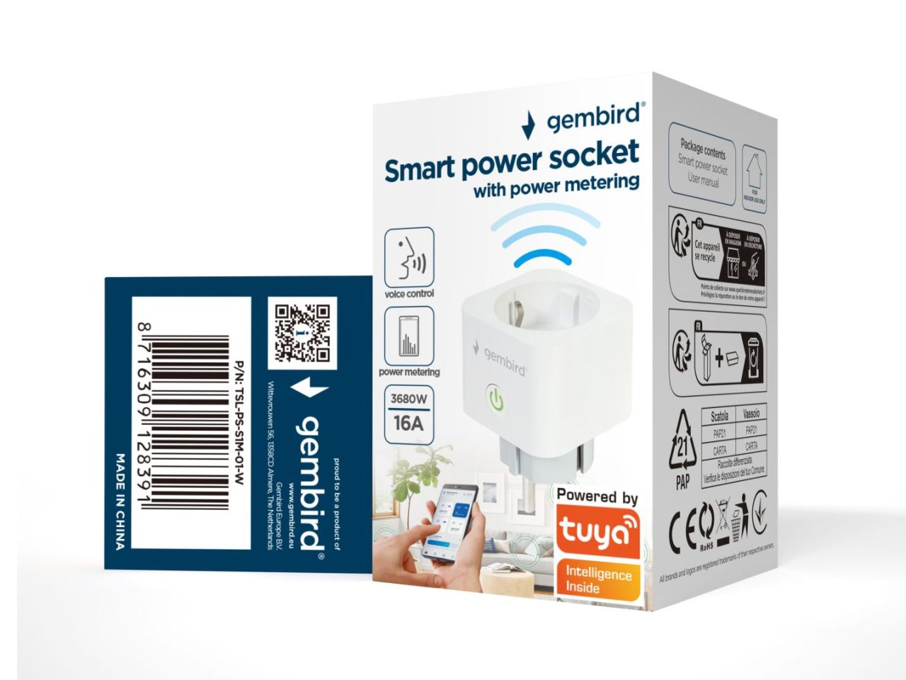 Gembird Smart Power Socket with Power Metering White