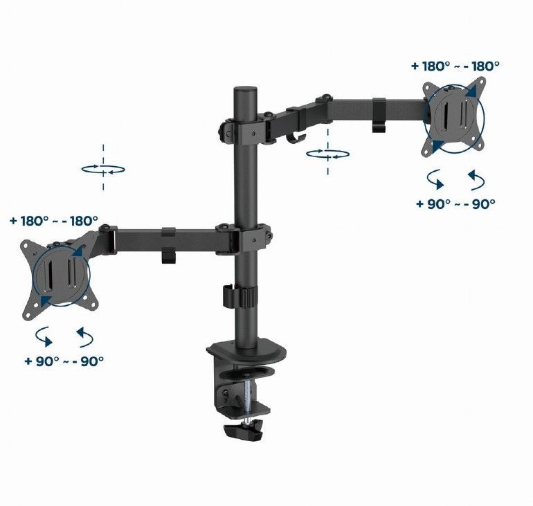 Gembird MA-D2-03 Adjustable desk mounted double monitor arm 17”-32” Black Gembird MA-D2-03 Adjustable desk mounted double monitor arm 17”-32” Black
