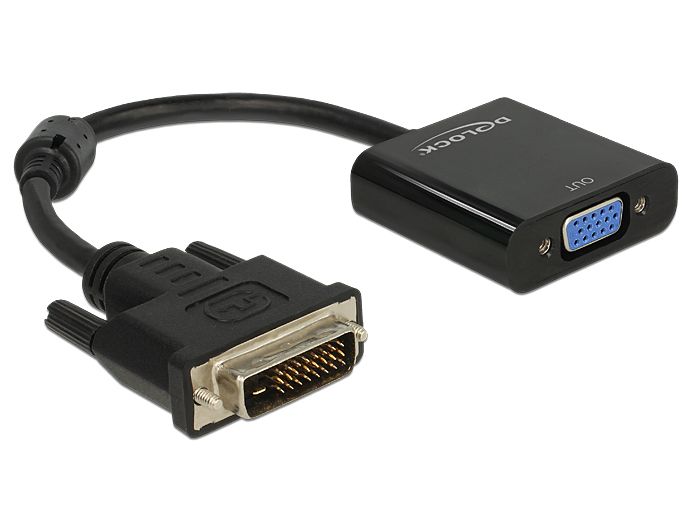 DeLock DVI-D (Dual Link) (24+1) male > VGA female Adapter Black DeLock DVI-D (Dual Link) (24+1) male > VGA female Adapter Black