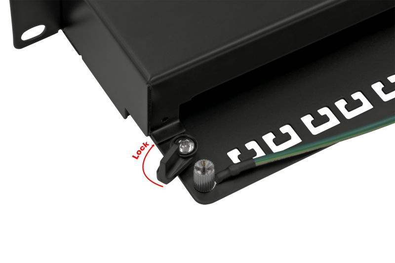 Nestron 19" patch panel; 24 port; Cat6A; árnyékolt; tehermentesítővel; dual IDC (Krone/110)