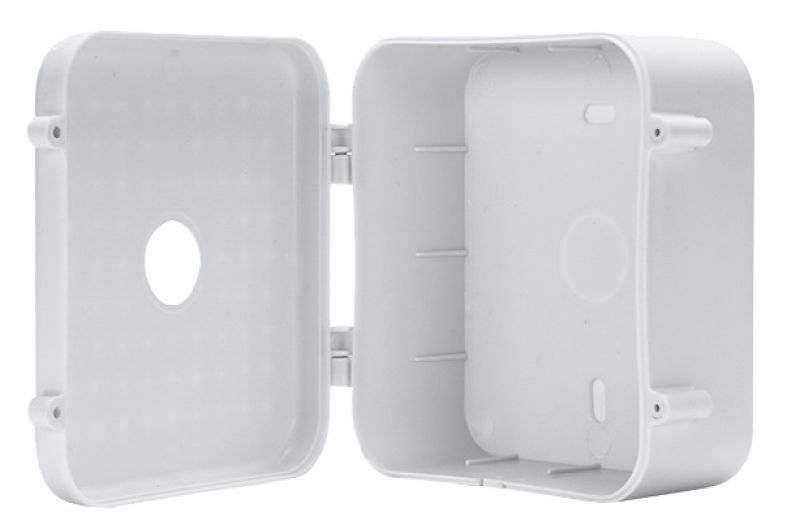 Nestron Univerzális beltéri kötődoboz kamerákhoz; oldalra nyitható; műanyag; 128x140x64mm Nestron Univerzális beltéri kötődoboz kamerákhoz; oldalra nyitható; műanyag; 128x140x64mm