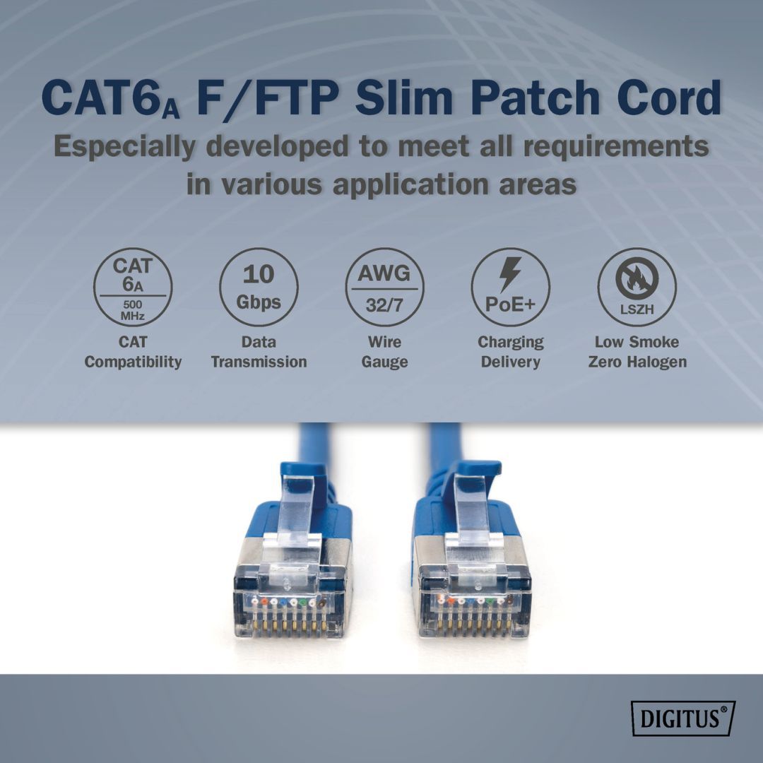 Digitus CAT6A F-FTP Patch Cable 1,5m Blue Digitus CAT6A F-FTP Patch Cable 1,5m Blue