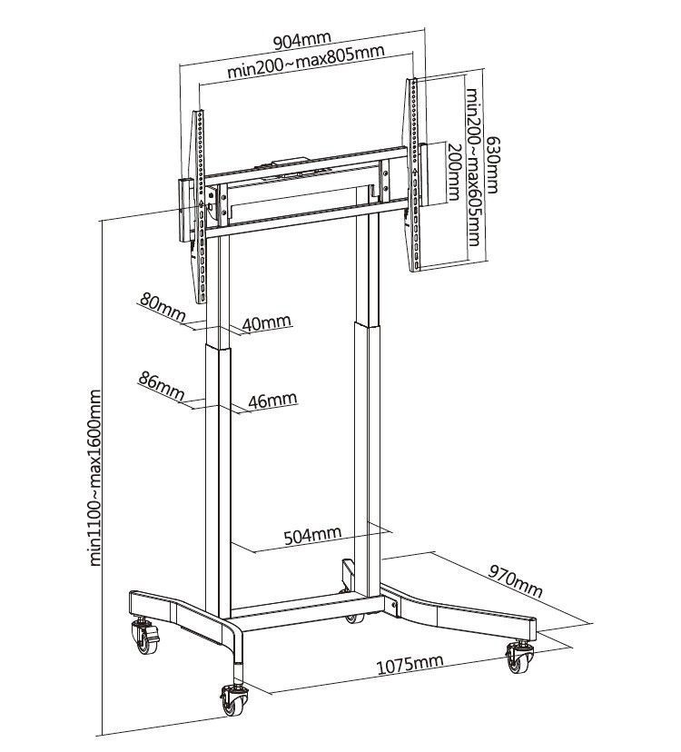 EQuip 55"-100" Mobile Motorized LFD Trolley EQuip 55"-100" Mobile Motorized LFD Trolley
