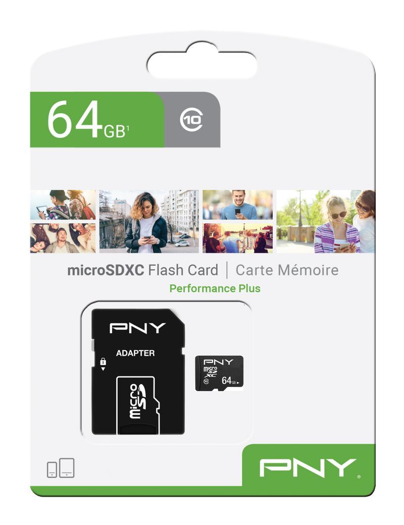 PNY 64GB microSDXC Performance Plus Class 10 + adapterrel PNY 64GB microSDXC Performance Plus Class 10 + adapterrel