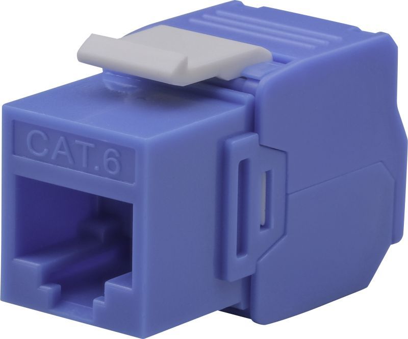 Nestron Keystone UTP csatlakozó; Cat6; 180°; szerszám nélkül szerelhető; kék Nestron Keystone UTP csatlakozó; Cat6; 180°; szerszám nélkül szerelhető; kék