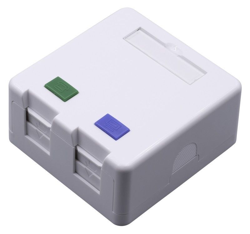 Nestron Keystone fali aljzat, felületre szerelhető; 2 portos; árnyékolatlan; 90°/180° keystone kompatibilis Nestron Keystone fali aljzat, felületre szerelhető; 2 portos; árnyékolatlan; 90°/180° keystone kompatibilis