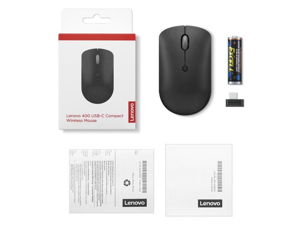 Lenovo 400 USB-C Wireless Compact Mouse Black