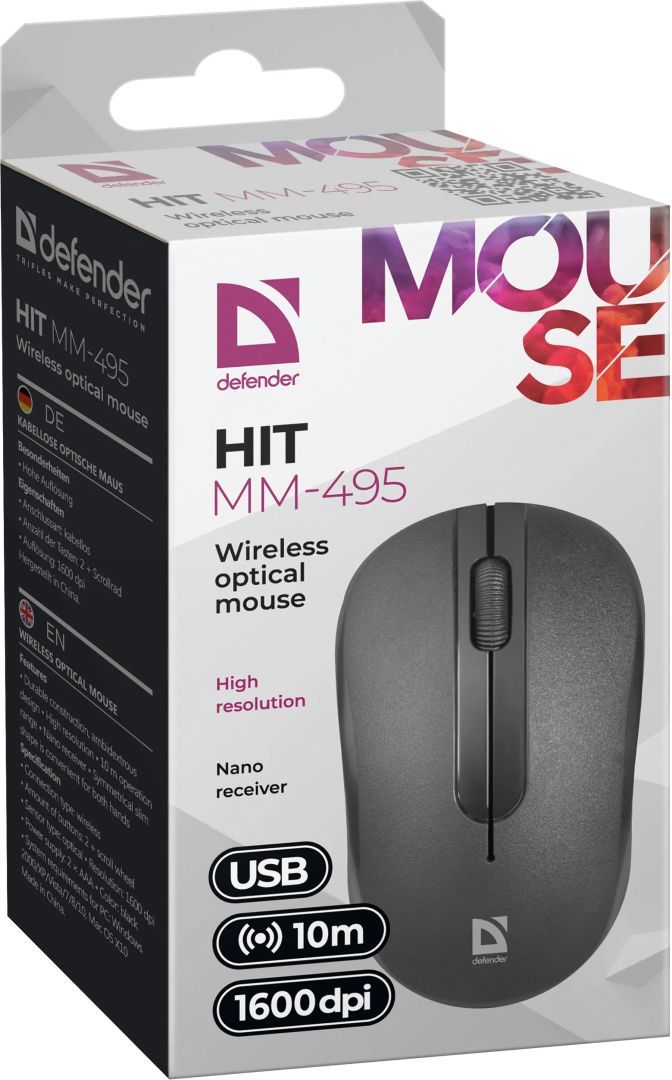 Defender RF Hit MM-495 Wireless Mouse Black
