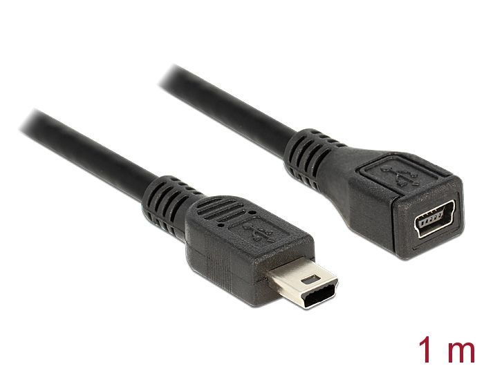 DeLock Cable USB 2.0 mini-B Extension male/female 1m Black DeLock Cable USB 2.0 mini-B Extension male/female 1m Black