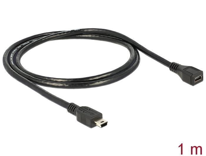 DeLock Cable USB 2.0 mini-B Extension male/female 1m Black DeLock Cable USB 2.0 mini-B Extension male/female 1m Black