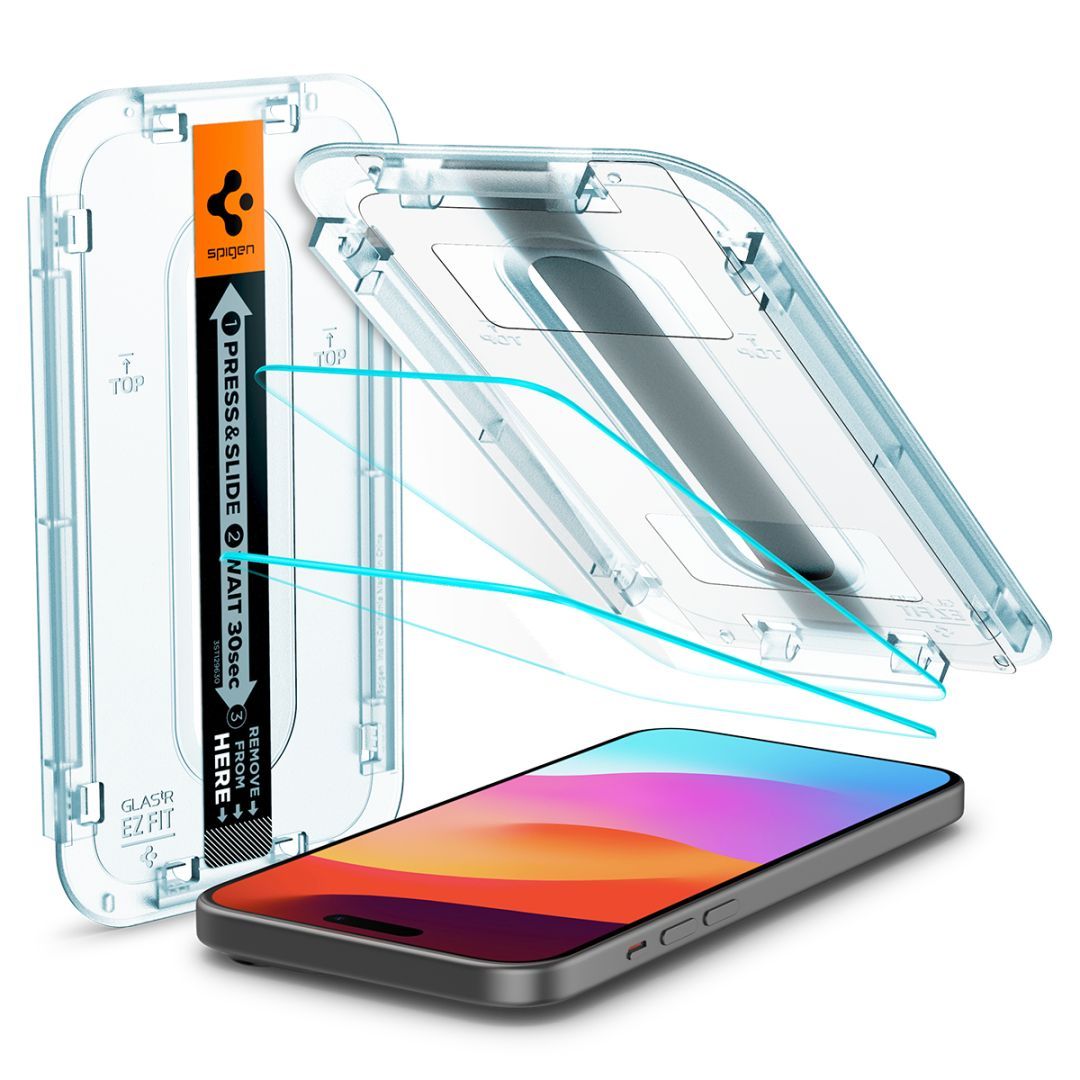 Spigen iPhone 15/16 Screen Protector EZ FIT GLAS.tR Transparency (2 Pack) Spigen iPhone 15/16 Screen Protector EZ FIT GLAS.tR Transparency (2 Pack)