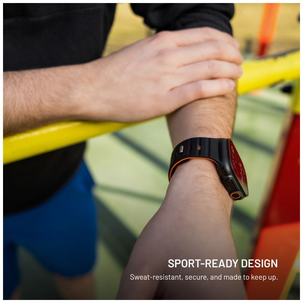 FIXED mágneses szilikon óraszíj Apple Watch 42/44/45/46/49mm-hez, fekete