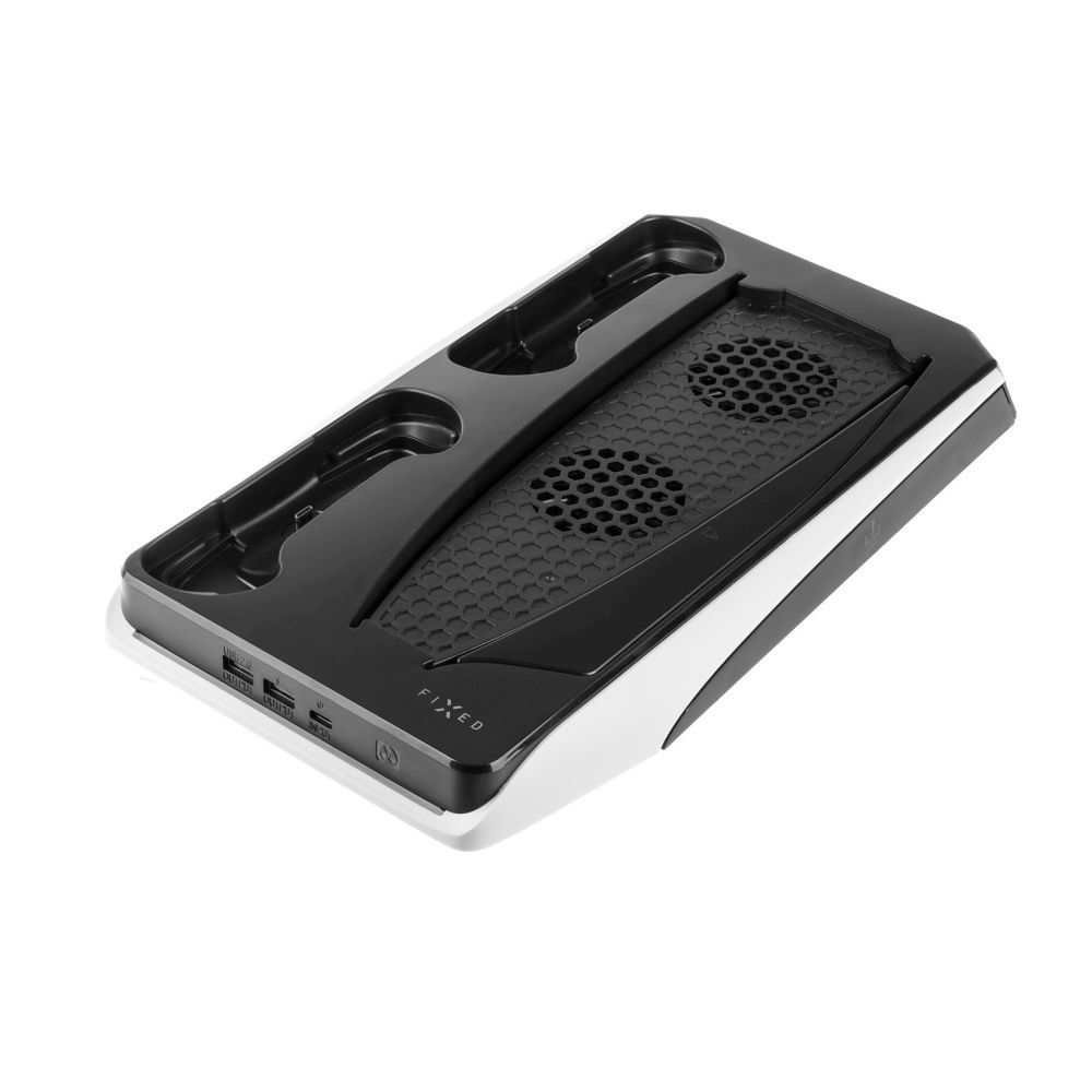 FIXED Multifunkciós állvány PS5-höz, 2 db DualSense töltőfbölcső, fekete és fehér FIXED Multifunkciós állvány PS5-höz, 2 db DualSense töltőfbölcső, fekete és fehér