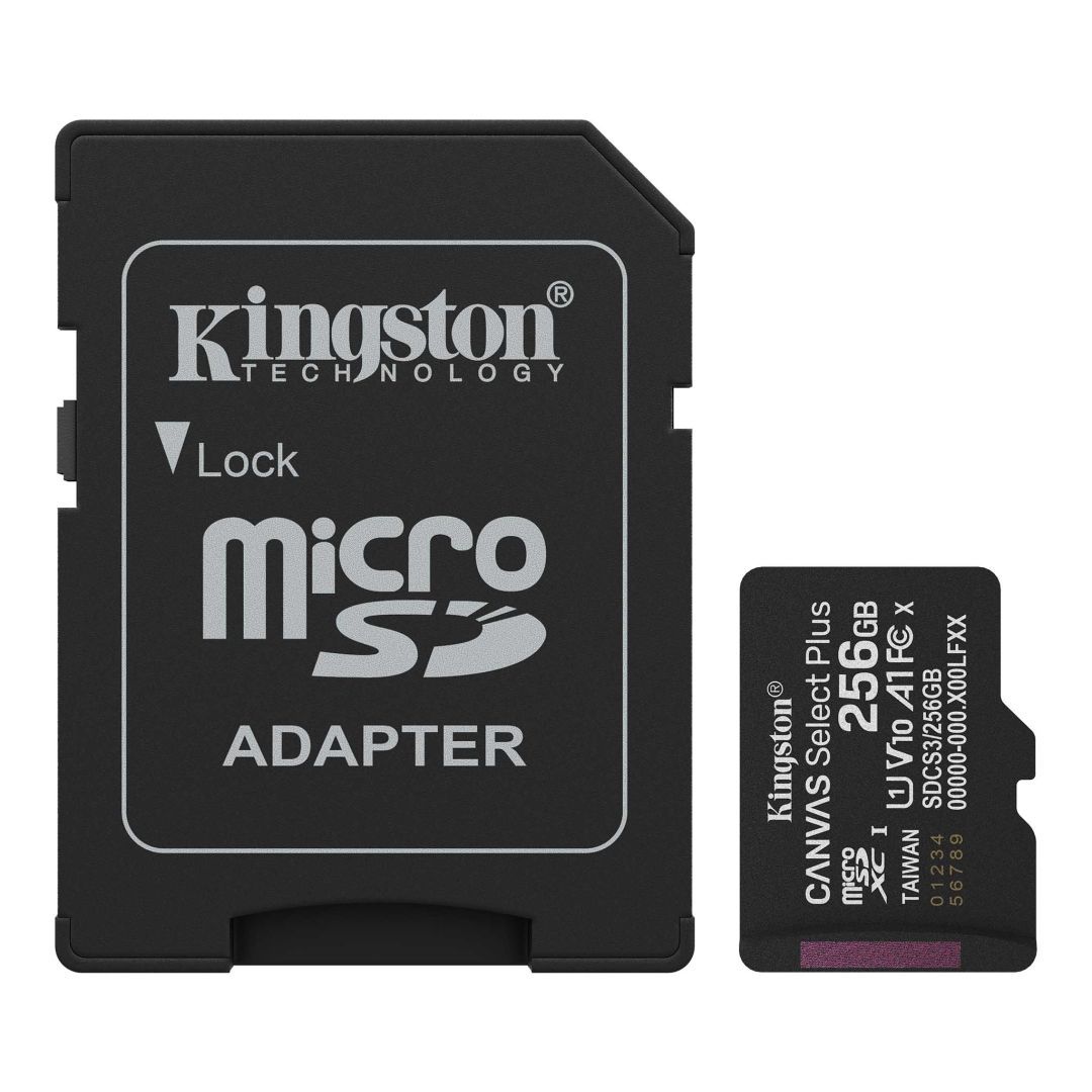 Kingston 256GB microSDXC Canvas Select Plus Gen3 Class 10 UHS-1 A1 V10 + adapterrel