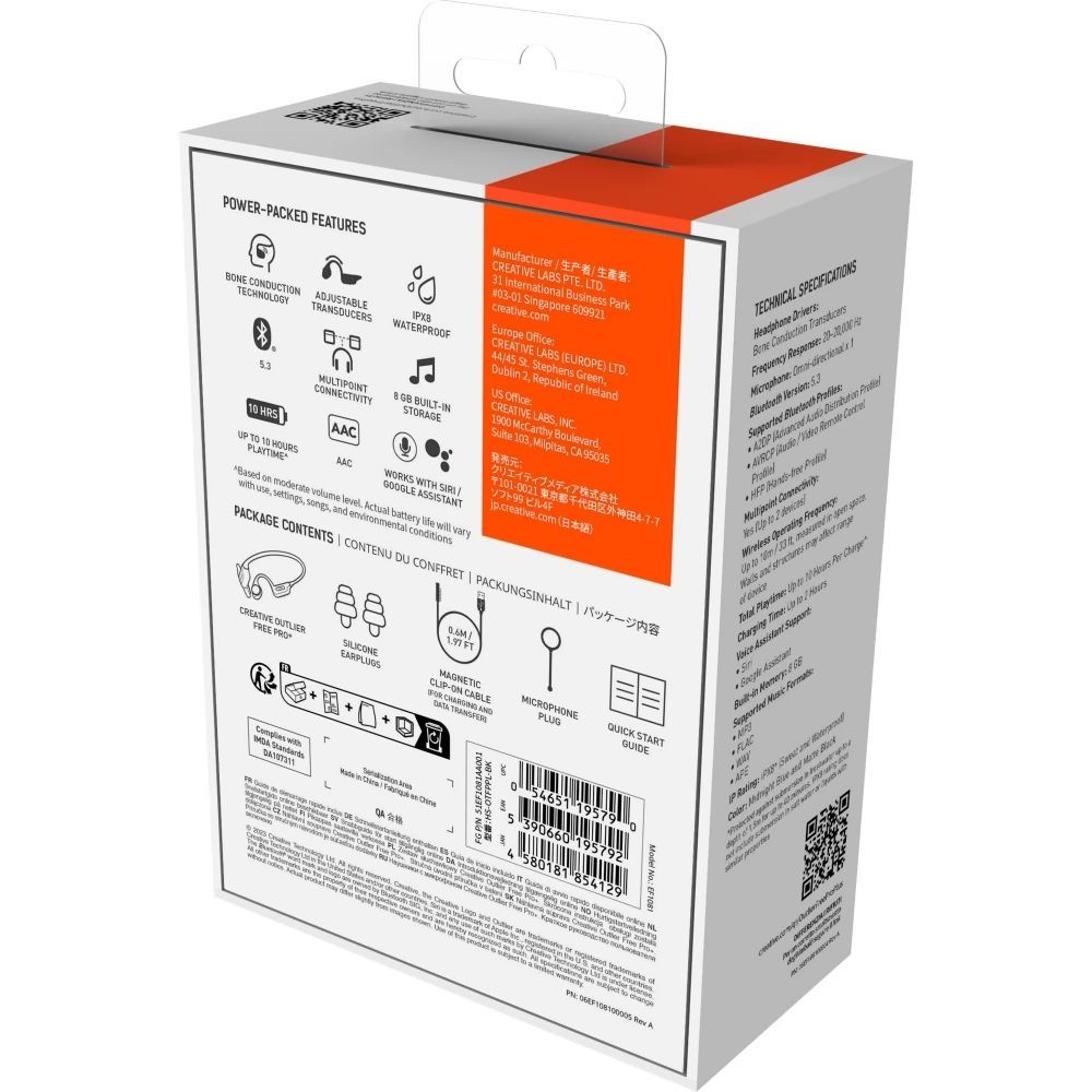 Creative Outlier Free Pro Plus Bone Conduction Bluetooth Headset Orange Creative Outlier Free Pro Plus Bone Conduction Bluetooth Headset Orange