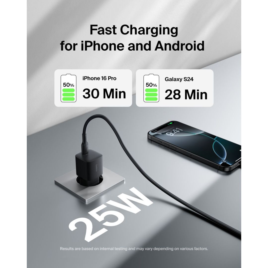 Belkin WCA012KQ1MBK-B6 BOOST Charge 25W USB-C Cable 1m Black Belkin WCA012KQ1MBK-B6 BOOST Charge 25W USB-C Cable 1m Black
