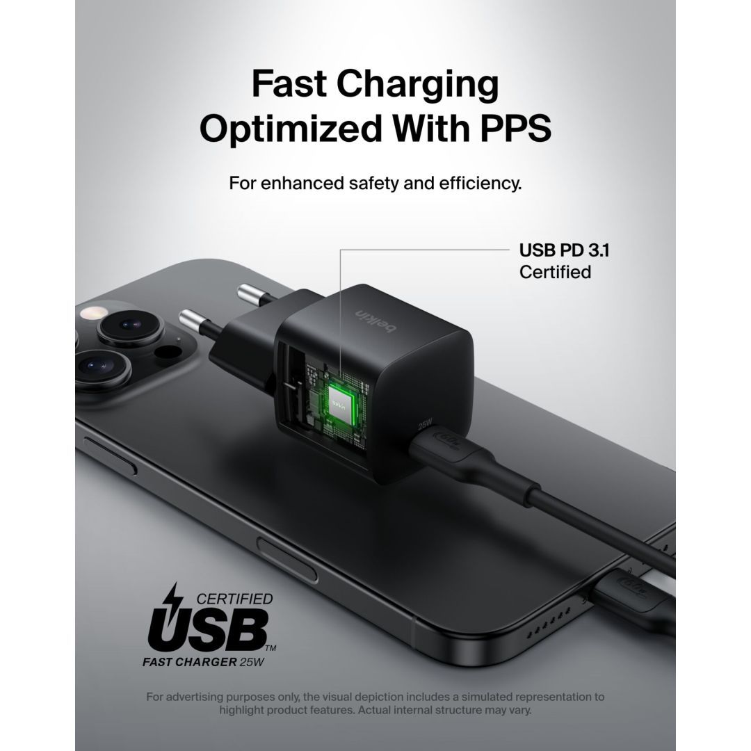 Belkin WCA012KQ1MBK-B6 BOOST Charge 25W USB-C Cable 1m Black Belkin WCA012KQ1MBK-B6 BOOST Charge 25W USB-C Cable 1m Black