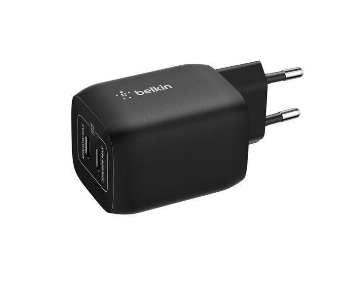 Belkin BoostCharge Dual Port USB-C Adapter Black Belkin BoostCharge Dual Port USB-C Adapter Black