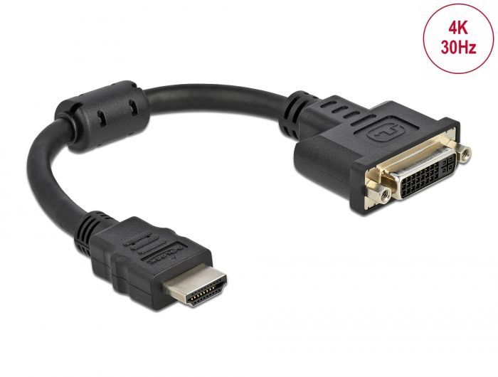 DeLock Adapter HDMI male to DVI 24+5 female 4K 30Hz 0,2m Black DeLock Adapter HDMI male to DVI 24+5 female 4K 30Hz 0,2m Black