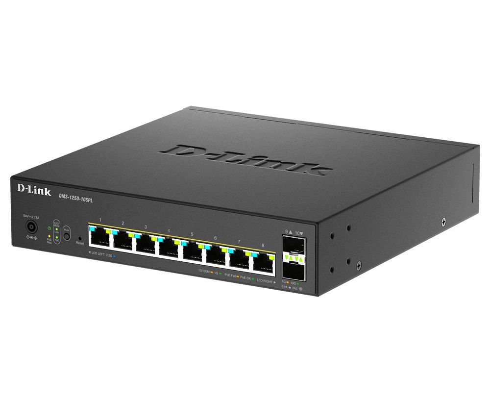 D-Link DMS-1250-10SPL 8-Port Multi-Gigabit Smart Managed Switch D-Link DMS-1250-10SPL 8-Port Multi-Gigabit Smart Managed Switch