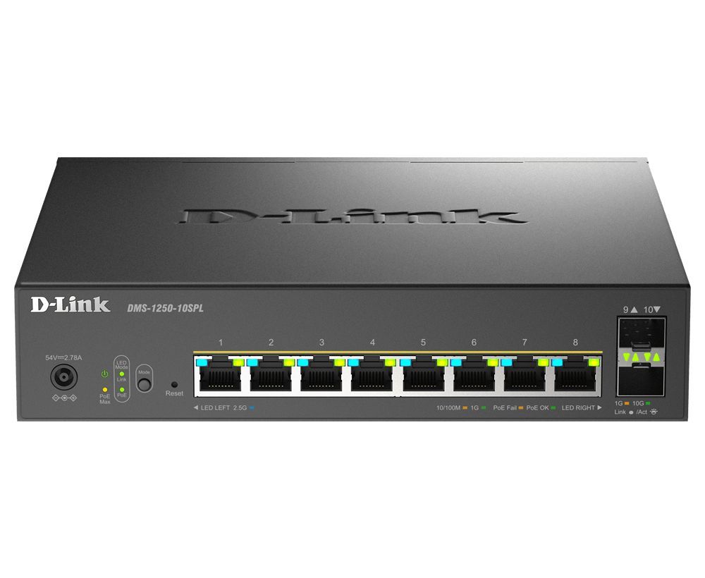 D-Link DMS-1250-10SPL 8-Port Multi-Gigabit Smart Managed Switch D-Link DMS-1250-10SPL 8-Port Multi-Gigabit Smart Managed Switch