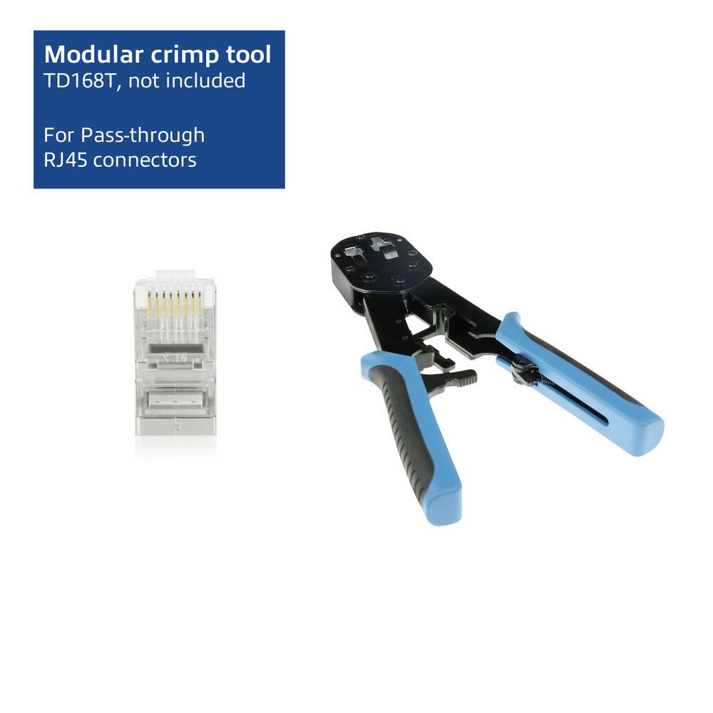 ACT CAT6A pass-through shielded modular RJ45 connector (25db)