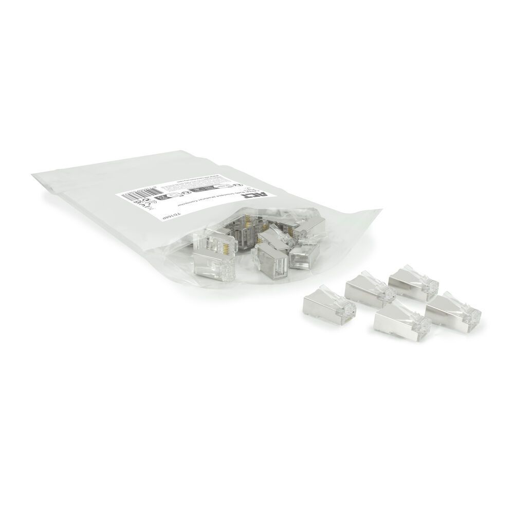 ACT CAT6A pass-through shielded modular RJ45 connector (25db)