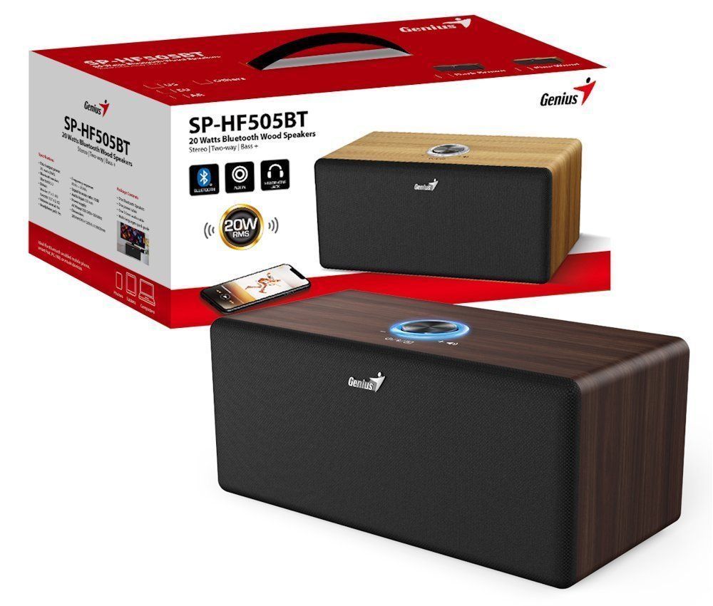 Genius SP-HF505BT Bluetooth Speaker Dark Brown Wood Genius SP-HF505BT Bluetooth Speaker Dark Brown Wood