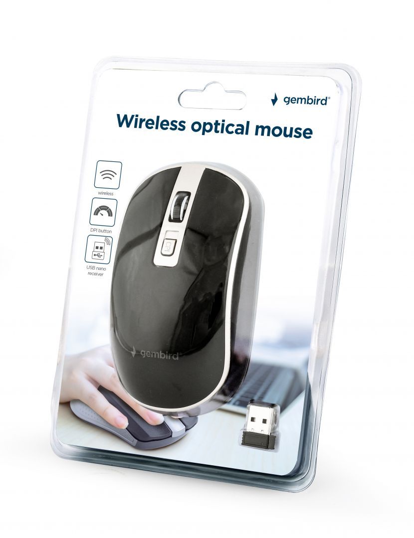 Gembird MUSW-4B-06-BS Wireless optical mouse Black/Silver Gembird MUSW-4B-06-BS Wireless optical mouse Black/Silver