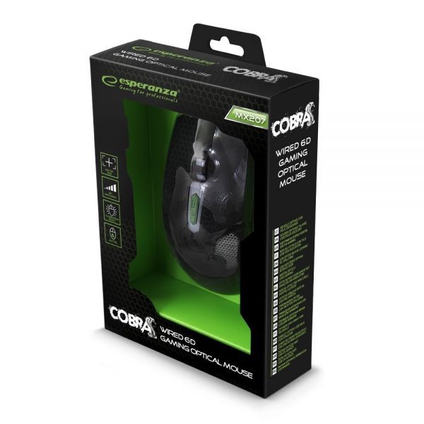 Esperanza MX207 Cobra gaming mouse Black/Green Esperanza MX207 Cobra gaming mouse Black/Green