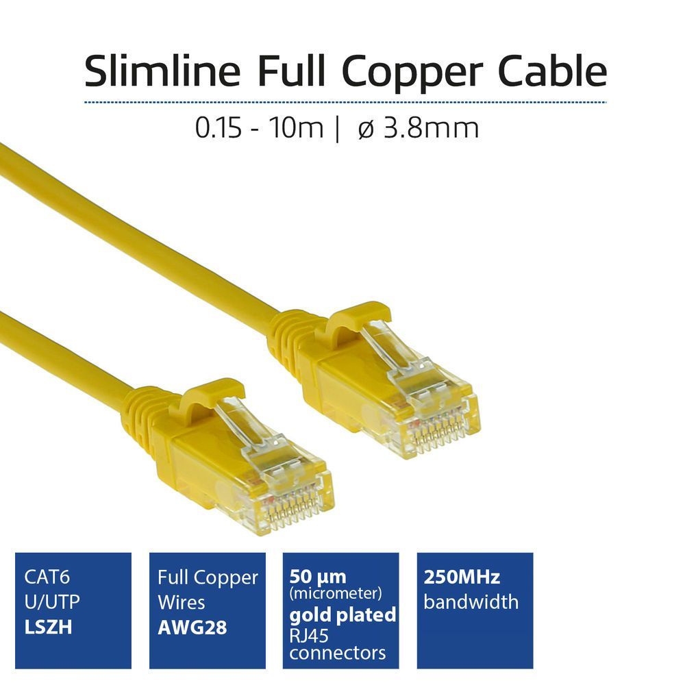 ACT CAT6 U-UTP Patch Cable 0,25m Yellow ACT CAT6 U-UTP Patch Cable 0,25m Yellow