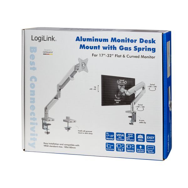 Logilink Monitor mount aluminum curved screens 17"-32" Silver Logilink Monitor mount aluminum curved screens 17"-32" Silver