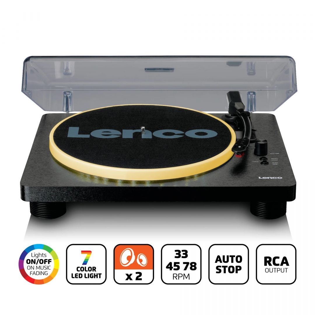 Lenco LS-50LED Lemezlejátszó beépített hangszóróval Black Lenco LS-50LED Lemezlejátszó beépített hangszóróval Black