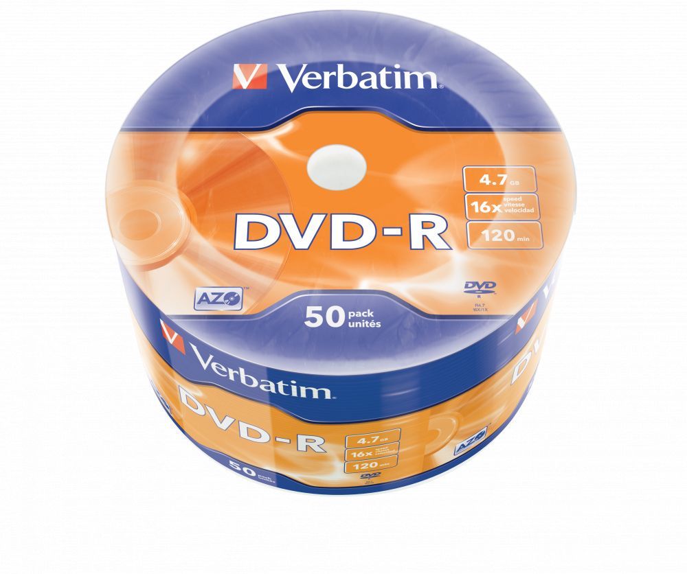 Verbatim DVD-R 4,7Gb 16x Zsugor 50db/csomag (50-es címke) Verbatim DVD-R 4,7Gb 16x Zsugor 50db/csomag (50-es címke)