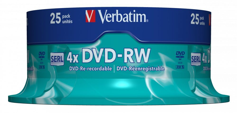Verbatim DVD-RW 4,7Gb 4x Hengeres 25db/csomag (25-es címke) Verbatim DVD-RW 4,7Gb 4x Hengeres 25db/csomag (25-es címke)
