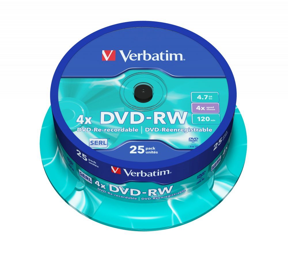 Verbatim DVD-RW 4,7Gb 4x Hengeres 25db/csomag (25-es címke) Verbatim DVD-RW 4,7Gb 4x Hengeres 25db/csomag (25-es címke)