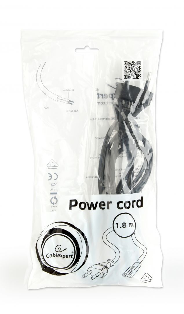 Gembird PC-184-VDE Power cord VDE approved 1,8m Black Gembird PC-184-VDE Power cord VDE approved 1,8m Black