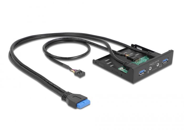 DeLock 3.5 USB 3.2 Gen 1 első panel 2 x USB A-típusú + HD-Audio DeLock 3.5 USB 3.2 Gen 1 első panel 2 x USB A-típusú + HD-Audio