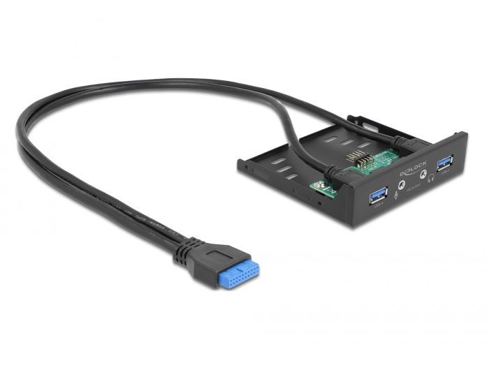 DeLock 3.5 USB 3.2 Gen 1 első panel 2 x USB A-típusú + HD-Audio DeLock 3.5 USB 3.2 Gen 1 első panel 2 x USB A-típusú + HD-Audio