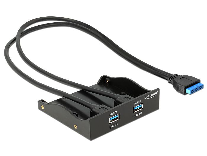 DeLock USB3.0 2-Port with internal 19 pin Frontpanel Black DeLock USB3.0 2-Port with internal 19 pin Frontpanel Black